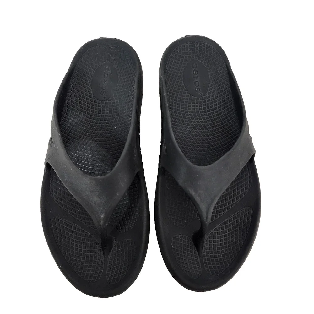 OOFOS OOriginal Unisex Black Sandal Thong Flip Flop Size M7 W9 Slide Logo Casual